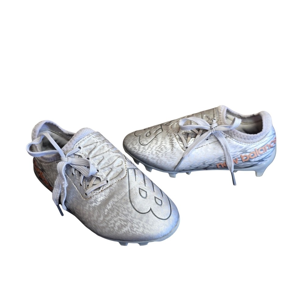 New Balance Furon Shoes Kids Size 1.5W Silver Soccer Cleats‎ Firm Ground Lace Up